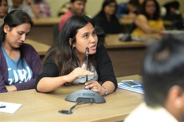 Student asking questions about public health