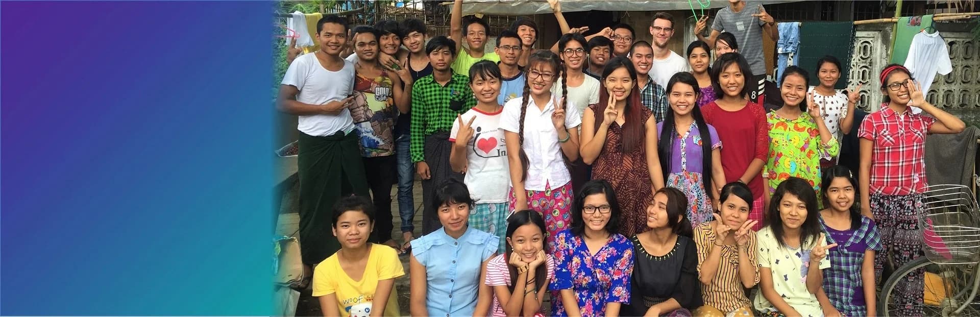 Myanmar students studying together in a classroom, representing hope for education